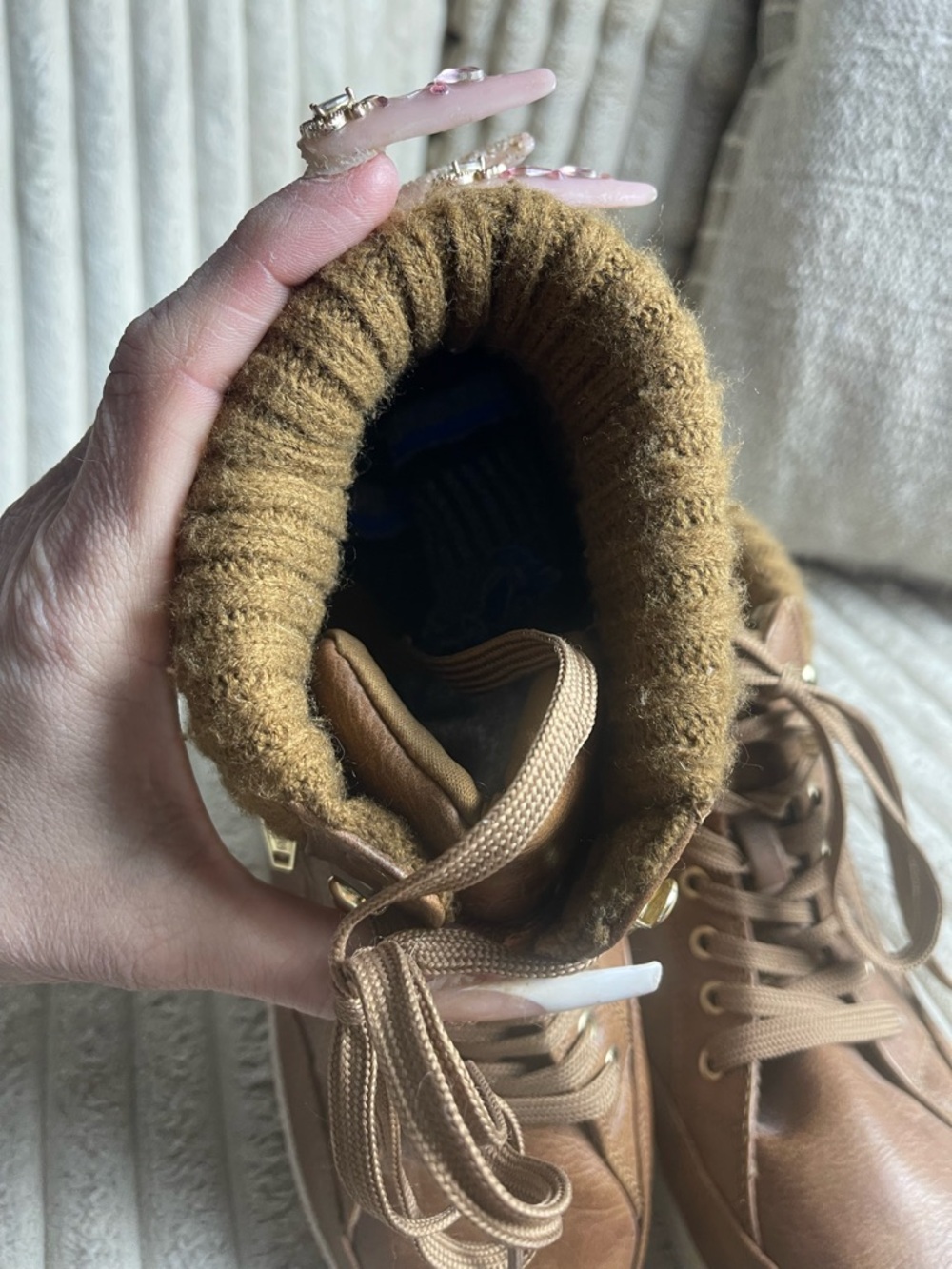 Arizona Jean Company Brown Leather-Look Lace-Up Ankle Booties - Picture 7 of 9